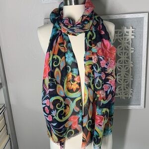 Echo bright colorful floral scarf